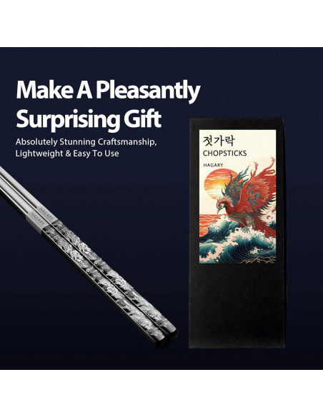 Palillos de Metal Reutilizables Hagary - Acero Inoxidable 316 - 2 Pares