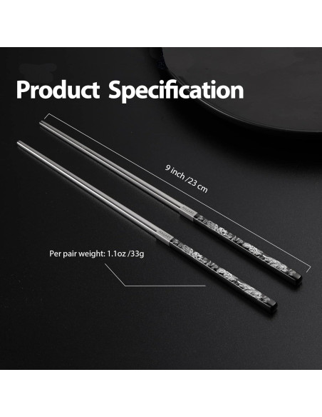 Palillos de Metal Reutilizables Hagary - Acero Inoxidable 316 - 2 Pares