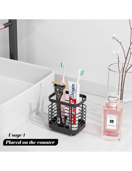 Soporte para Cepillos de Dientes Sgokuno Acero Inoxidable Negro Soporte para Cepillos de Dientes Sgokuno Acero Inoxidable Negro