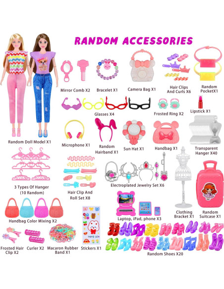 342 Piezas Ropa de Muñeca y Accesorios MINIFUN para Niñas