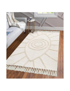 Alfombra Boho Uphome 1.19x1.83m Algodón Ojo Maligno Beige