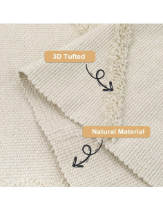 Alfombra Boho Uphome 1.19x1.83m Algodón Ojo Maligno Beige 2