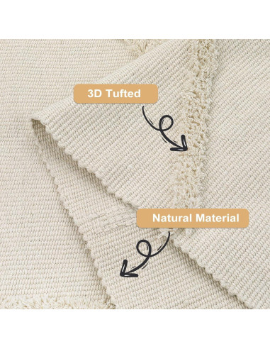 Alfombra Boho Uphome 1.19x1.83m Algodón Ojo Maligno Beige