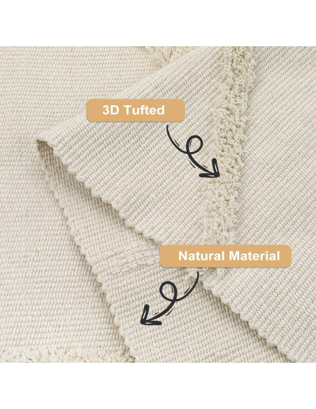 Alfombra Boho Uphome 1.19x1.83m Algodón Ojo Maligno Beige