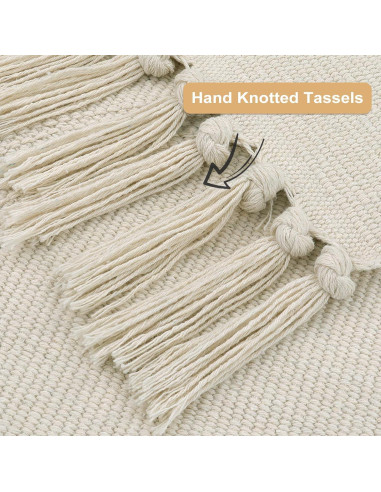 Alfombra Boho Uphome 1.19x1.83m Algodón Ojo Maligno Beige