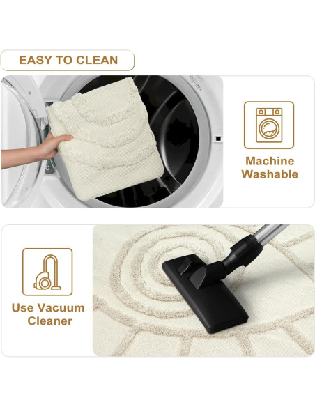 Alfombra Boho Uphome 1.19x1.83m Algodón Ojo Maligno Beige