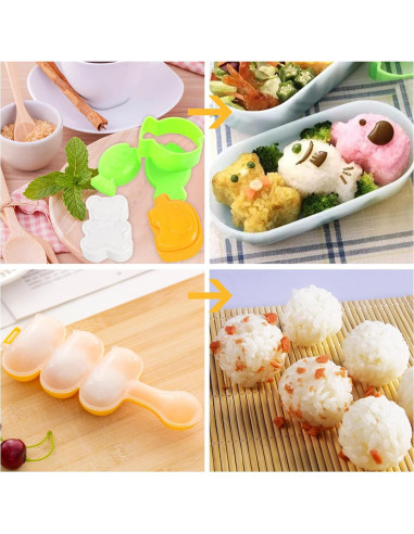 Juego de Moldes de Onigiri Machomby - 10 Piezas Coloridas