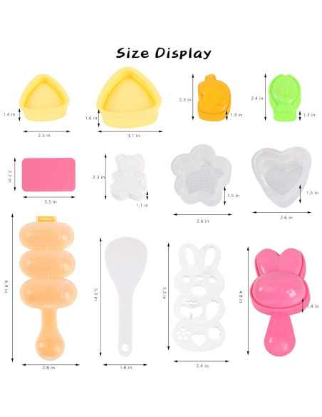 Juego de Moldes de Onigiri Machomby - 10 Piezas Coloridas