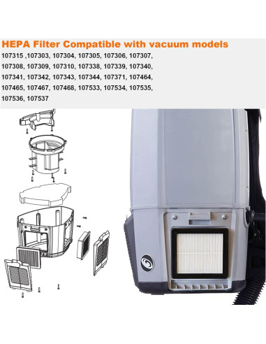 Filtro HEPA 107315 HomeInn para Aspiradoras ProTeam - Paquete de 2