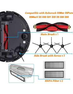 Kit de Repuesto para Aspiradora Xiaomi Roborock S5 Max/S6 - Cepillos y Filtros 2