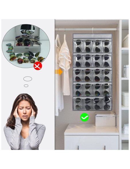 Organizador Colgante de Gafas ANIZER 20 Compartimentos Gris