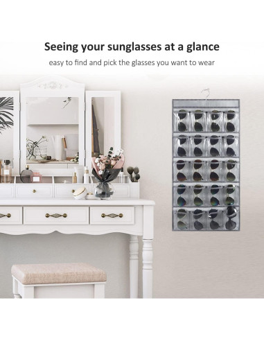 Organizador Colgante de Gafas ANIZER 20 Compartimentos Gris