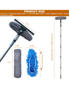 Limpiador de Ventanas 2 en 1 Tockrop con Raspador y Extensión 4.3m 2