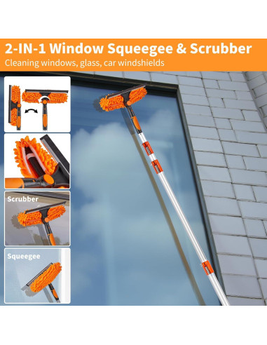 Kit de Limpieza de Ventanas VINGLI con Polo Extensible 1.22-7.32m