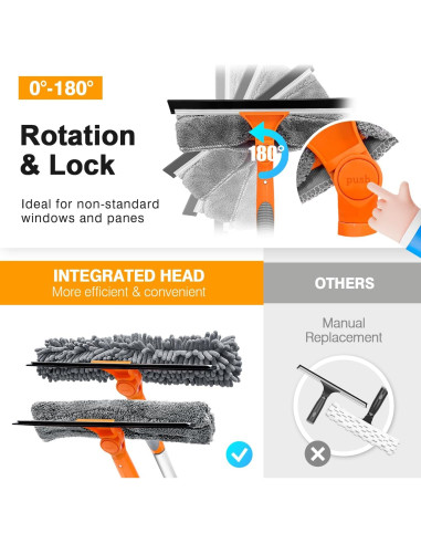 Limpiador de Ventanas ARTIPOLY 2 en 1 Telescópico 165 cm