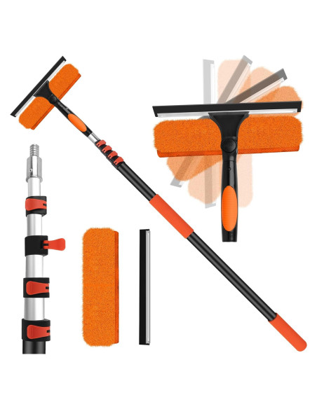Kit de limpieza de ventanas 2 en 1 ACTREY 6.1m con palo telescópico