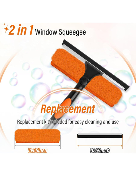 Kit de limpieza de ventanas 2 en 1 ACTREY 6.1m con palo telescópico