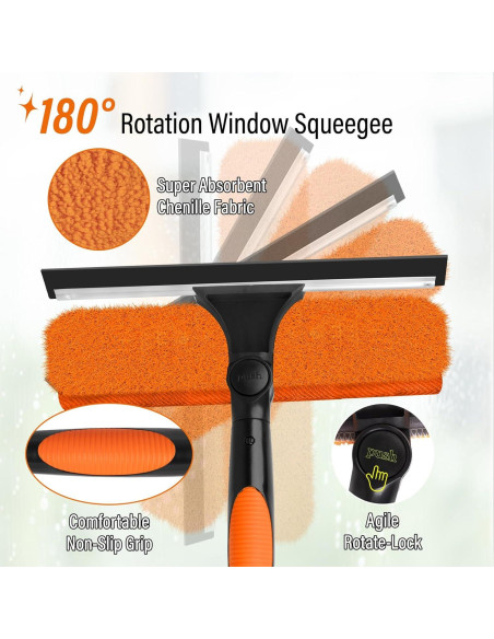 Kit de limpieza de ventanas 2 en 1 ACTREY 6.1m con palo telescópico