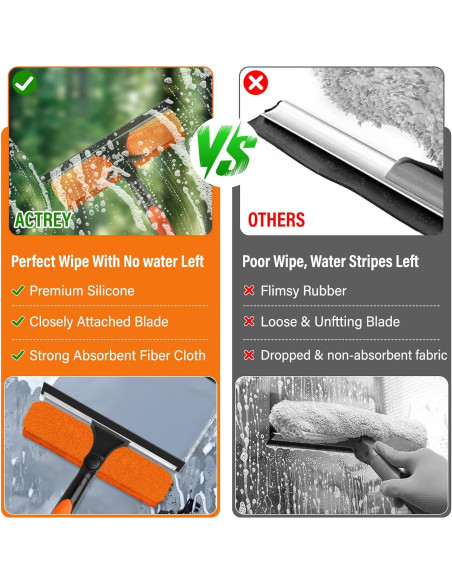 Kit de limpieza de ventanas 2 en 1 ACTREY 6.1m con palo telescópico