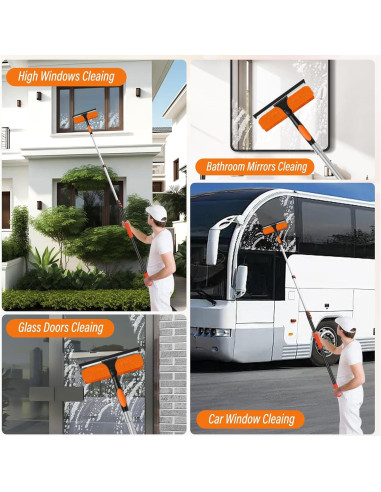 Kit de limpieza de ventanas 2 en 1 ACTREY 6.1m con palo telescópico