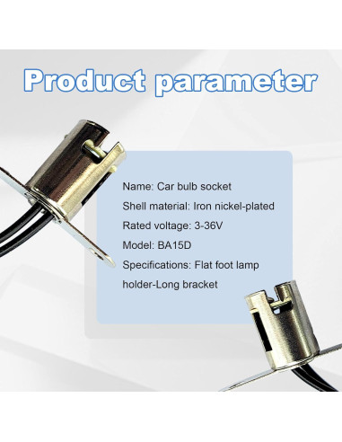 Portalámpara de Bombilla de Coche Augeny BA15D Largo - Metal