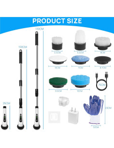 Limpiador Eléctrico de Espín Splendid Homes 8 Cabezas 2 Velocidades 2