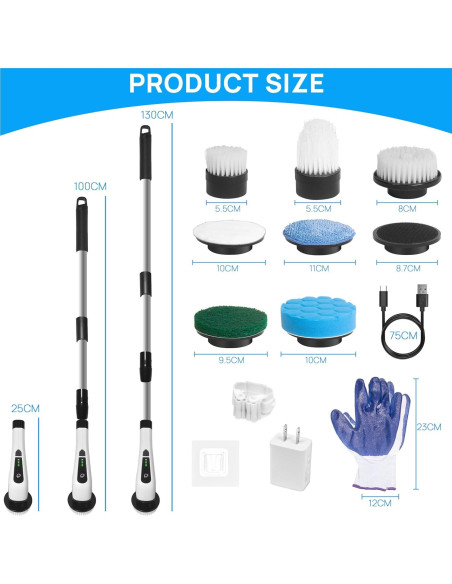 Limpiador Eléctrico de Espín Splendid Homes 8 Cabezas 2 Velocidades