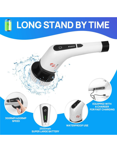 Limpiador Eléctrico de Espín Splendid Homes 8 Cabezas 2 Velocidades