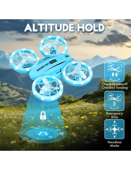 Mini Drone GoolRC M2 Azul RC LED para Niños con Volteretas