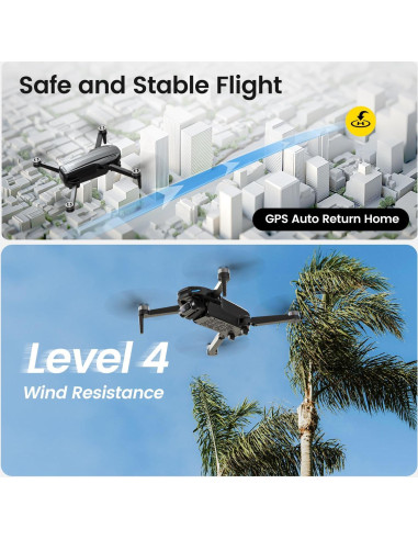 Dron DEERC 4K EIS con Gimbal de 2 Ejes y GPS - 243g