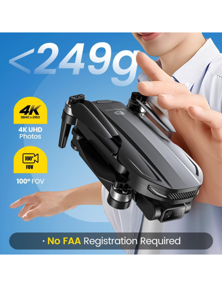 Dron DEERC 4K EIS con Gimbal de 2 Ejes y GPS - 243g