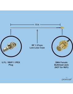 Cable Coaxial Proxicast U.FL a SMA hembra 200mm 50 Ohm 2