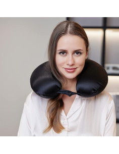 Almohada de Viaje ROSEWARD 100% Seda Morera 22 Momme Negro 2