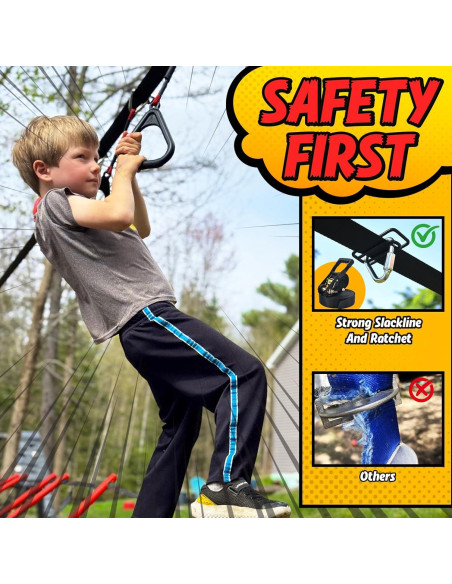 Curso de Obstáculos Ninja Hapfan para Niños 15.24m al Aire Libre