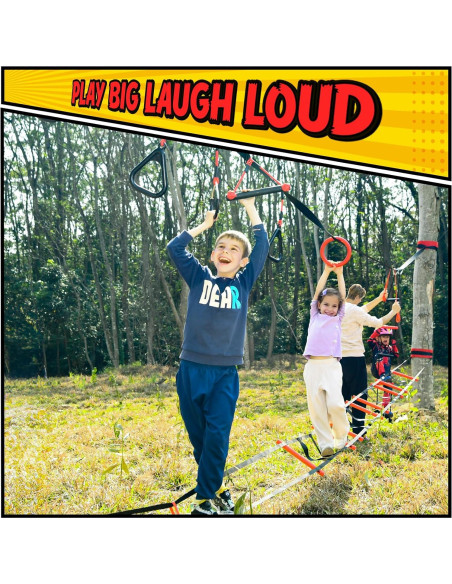 Curso de Obstáculos Ninja Hapfan para Niños 15.24m al Aire Libre