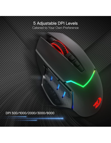 Redragon M690 PRO Ratón Gaming Inalámbrico 8000 DPI Rosa