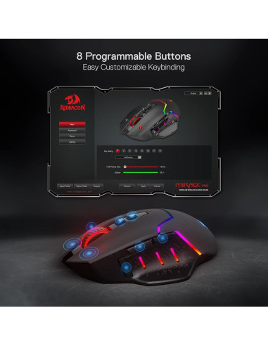 Redragon M690 PRO Ratón Gaming Inalámbrico 8000 DPI Rosa