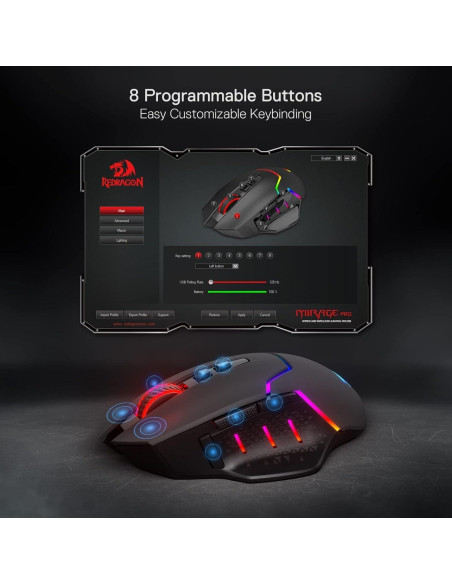 Redragon M690 PRO Ratón Gaming Inalámbrico 8000 DPI Rosa Redragon M690 PRO Ratón Gaming Inalámbrico 8000 DPI Rosa