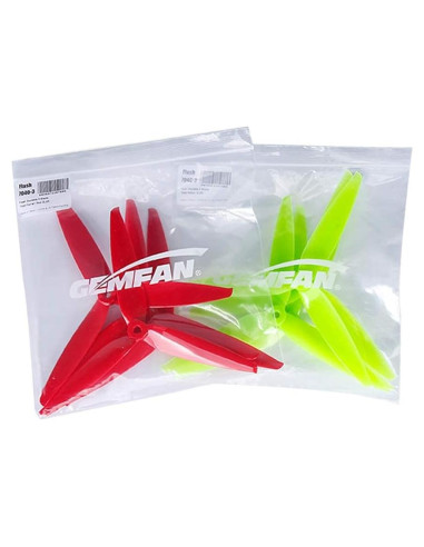 Hélices Gemfan 7" 3 Palas para Drones FPV 8pcs Amarillo y Rojo