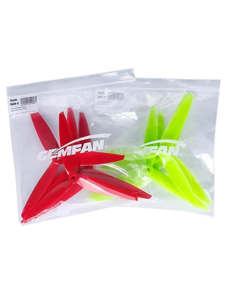 Hélices Gemfan 7" 3 Palas para Drones FPV 8pcs Amarillo y Rojo