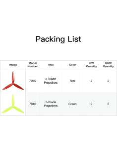 Hélices Gemfan 7" 3 Palas para Drones FPV 8pcs Amarillo y Rojo 2