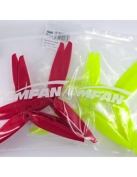 Hélices Gemfan 7" 3 Palas para Drones FPV 8pcs Amarillo y Rojo