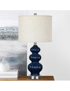 Lámpara de Mesa Cerámica Qingmiao 63.5 cm Azul Marino Regulable 2