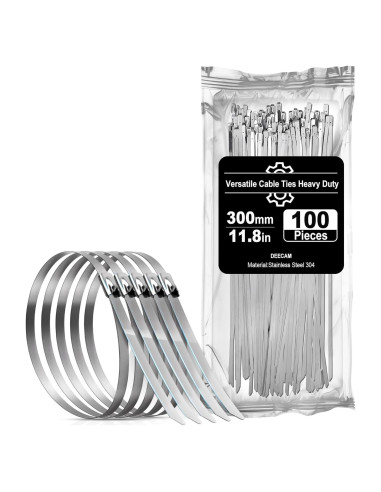 Bridas Metálicas Deecam 100PCS 30 cm Acero Inoxidable Alta Resistencia