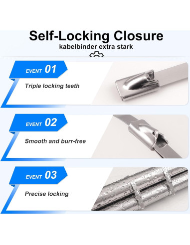 Bridas Metálicas Deecam 100PCS 30 cm Acero Inoxidable Alta Resistencia