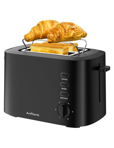 Tostadora Compacta Anfilank 2 Rebanadas 900W Negro Mate