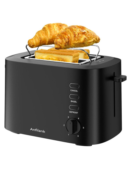 Tostadora Compacta Anfilank 2 Rebanadas 900W Negro Mate