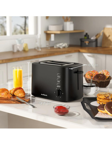 Tostadora Compacta Anfilank 2 Rebanadas 900W Negro Mate