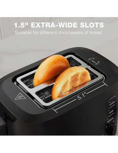 Tostadora Compacta Anfilank 2 Rebanadas 900W Negro Mate