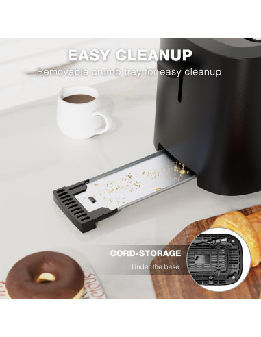 Tostadora Compacta Anfilank 2 Rebanadas 900W Negro Mate